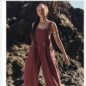 Free People Sun-Drenched Wide-legs Overalls XL